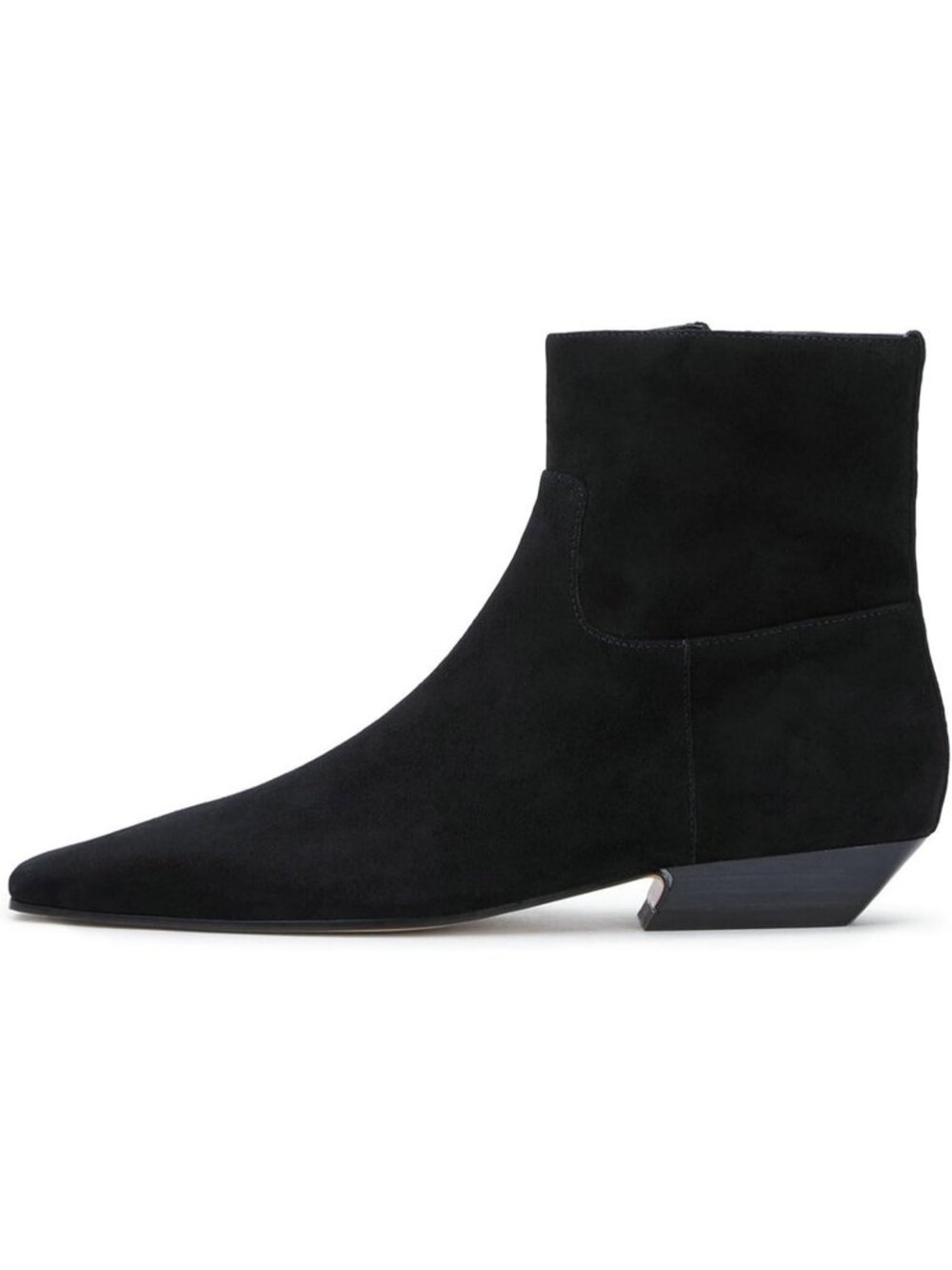 Women's Black Suede Square Toe Side Zip Short Fashion Dress Low Heel Ankle Boots